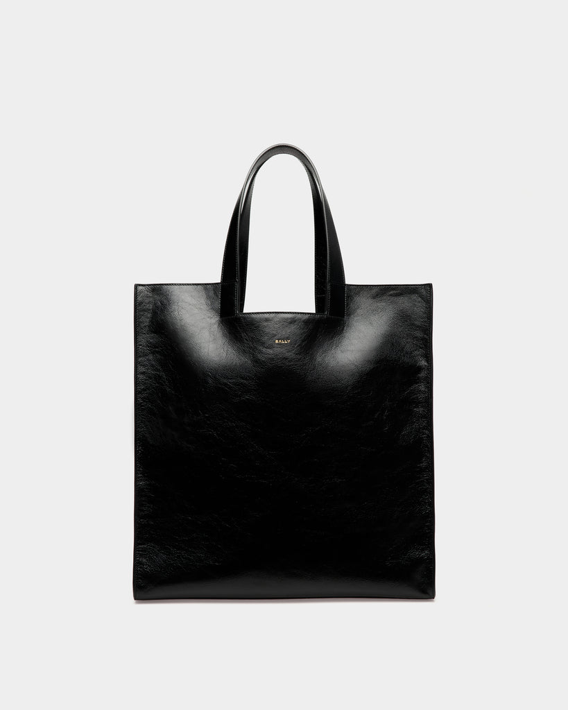 トートバッグ BALLY SS25 (WAS02L CP068U901O) Women's Black Unda Top Handle Bag in Black Grained Leather